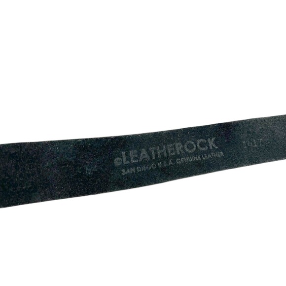 Vintage Leatherock Black Leather Belt w/ Ornate Buckle Cabochons & Crystals M/L